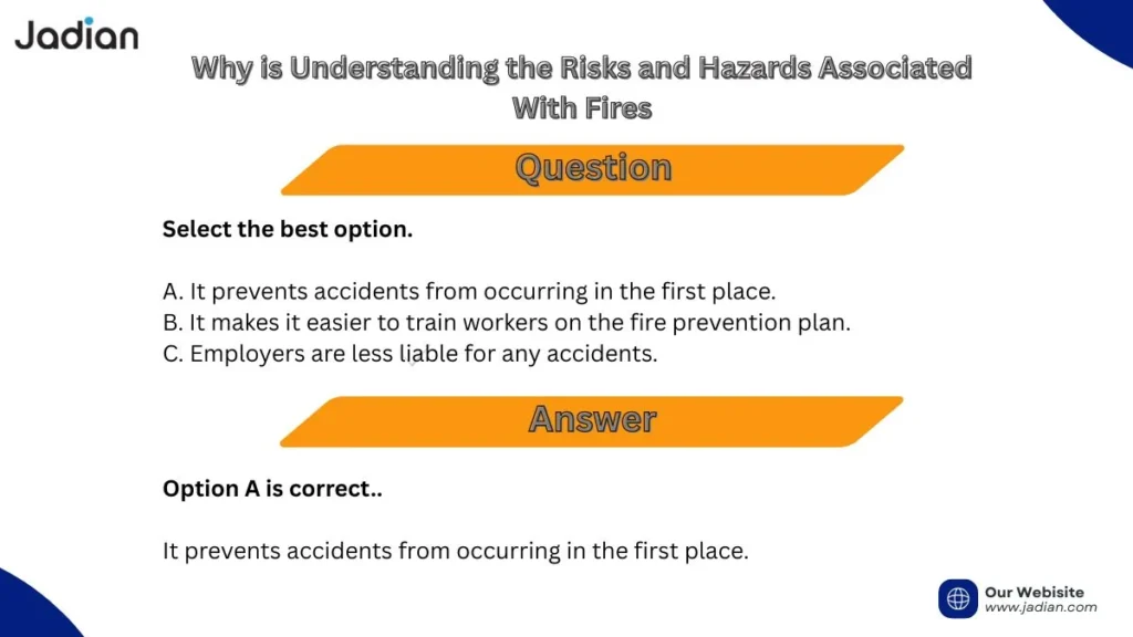 Why is Understanding the Risks and Hazards Associated With Fires and its answer is option A