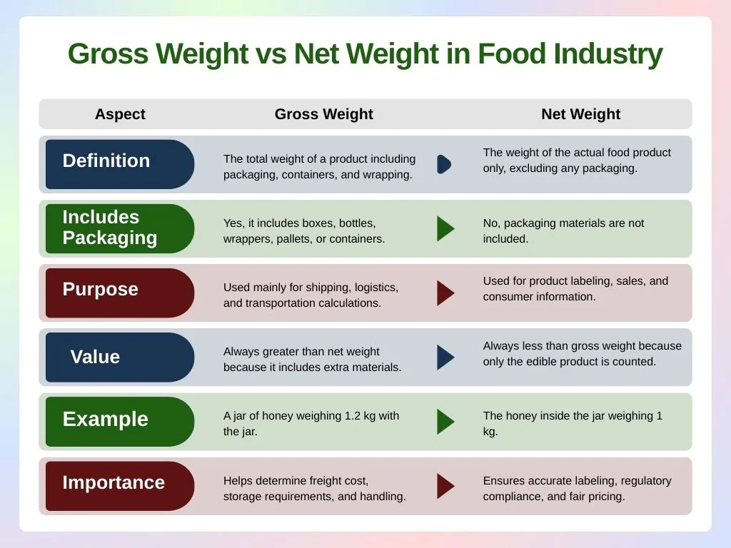 Gross Weight vs Net Weight Key Differences and Calculations in the Food Industry